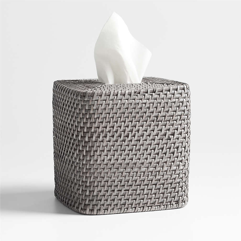 Premium Natural Bamboo Handmade Square Tissue Box Gray